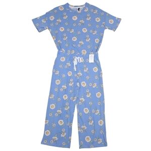 NWT Jaclyn Pajamas Set XS Top and Capri Pants Delia Daisies Blue White Yellow